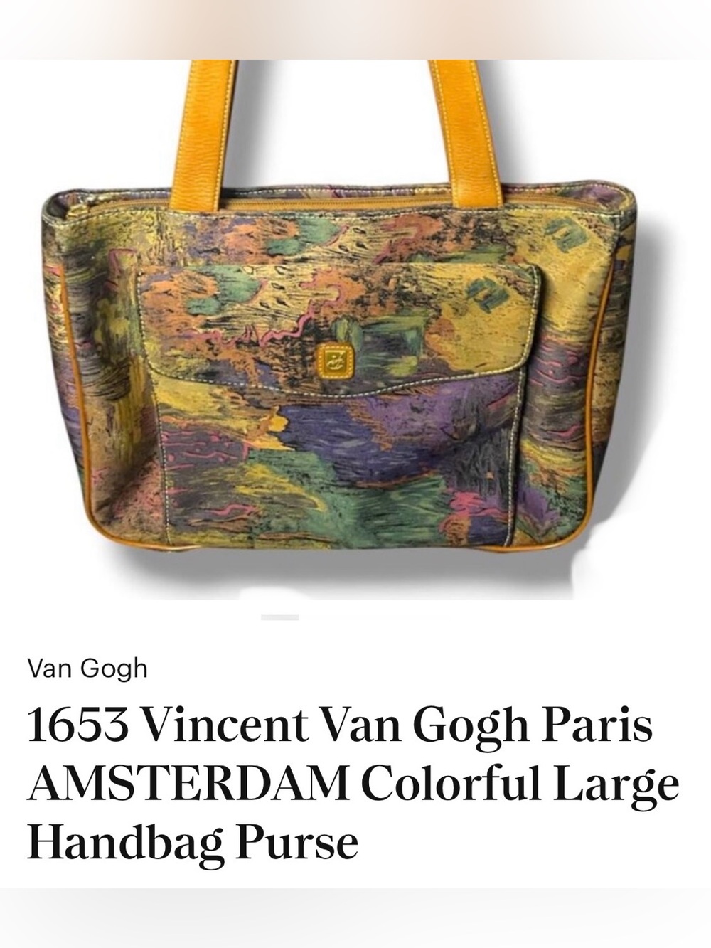 1653 Vincent Van Gogh Paris
AMSTERDAM Colorful Large
Handbag-EUC-Prestine Bag 💼